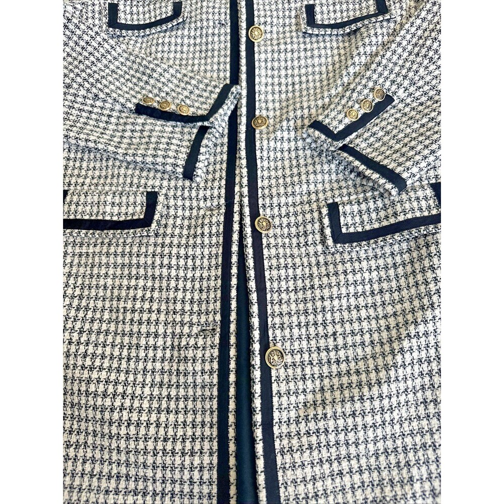Anne Klein Women's Chic Tweed Fabric Collarless Long Jacket TopCoat Blazer 14 - Picture 6 of 12